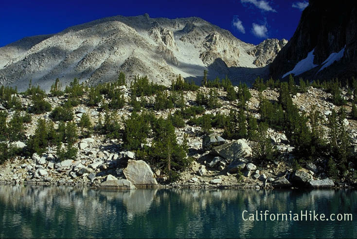 The glacial waters of Big Pine Lake #3 in the John Muir Wilderness, Eastern Sierra